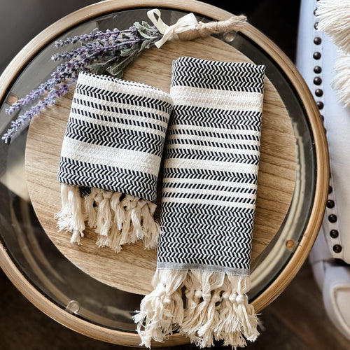 ORGANIC TURKISH HAND TOWEL • BLACK - Kate and Belle