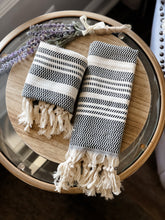 Load image into Gallery viewer, ORGANIC TURKISH HAND TOWEL • BLACK - Kate and Belle

