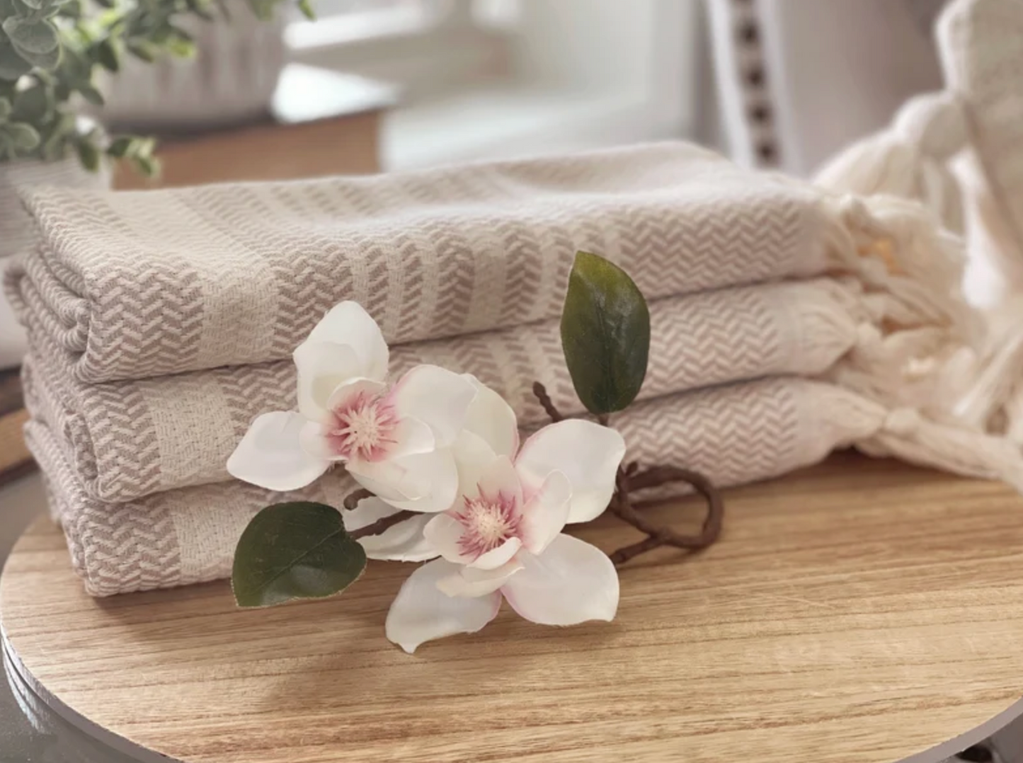 ORGANIC TURKISH HAND TOWEL • TAN - Kate and Belle