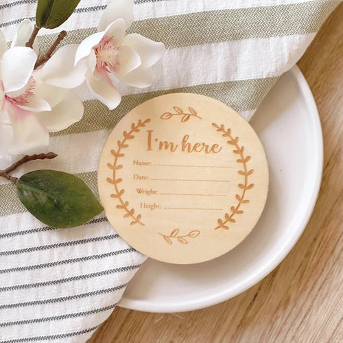 WOODEN BABY BIRTH ANNOUNCEMENT - Kate and Belle