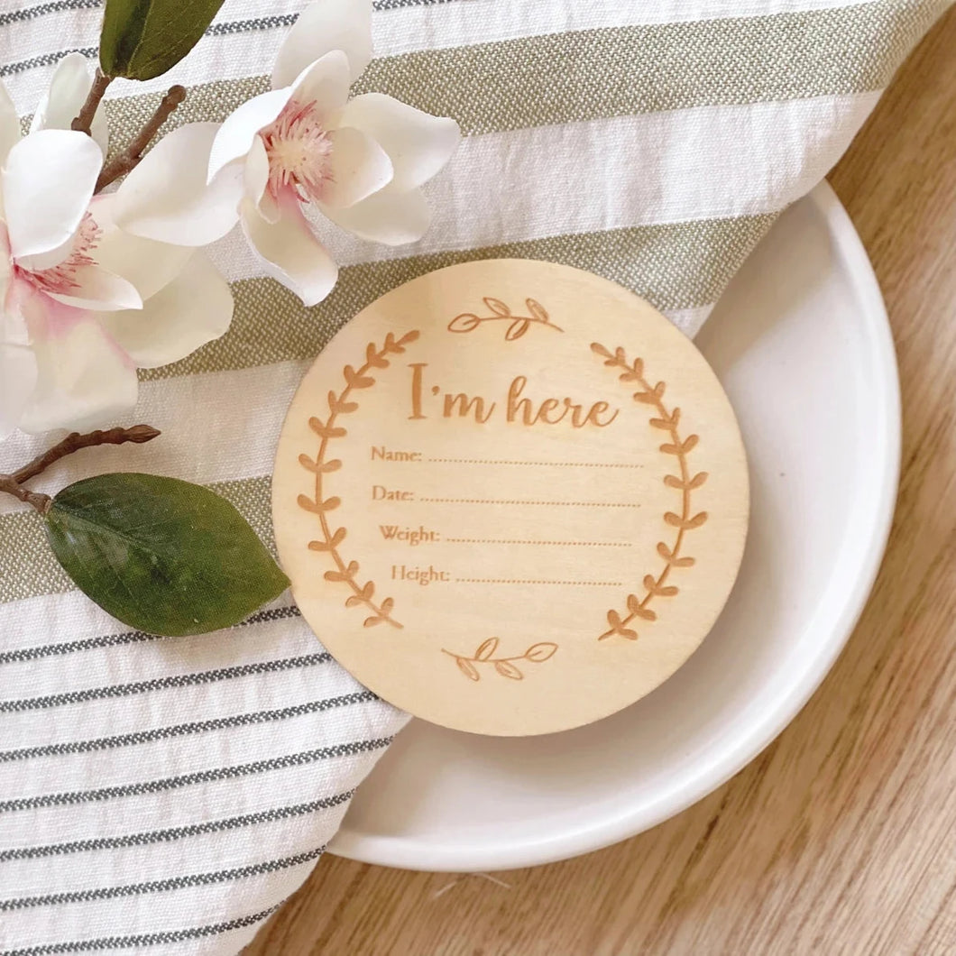 WOODEN BABY BIRTH ANNOUNCEMENT - Kate and Belle